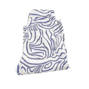 Zara Wavy Retro Print Wavy Straight Leg Denim Jeans Size 0